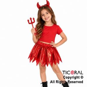 SET DIABLA POLLERA VINCHA Y TRIDENTE ROJO (9598A)